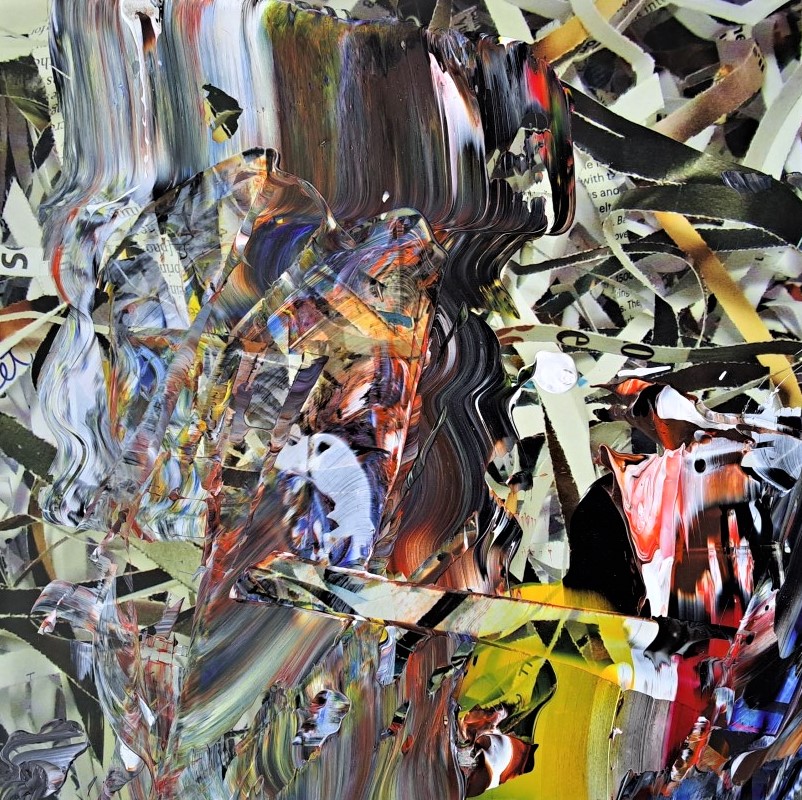 No. 2 Shred 2019 Series acrylic/mixed media on aluminium, 40 x 40 cm